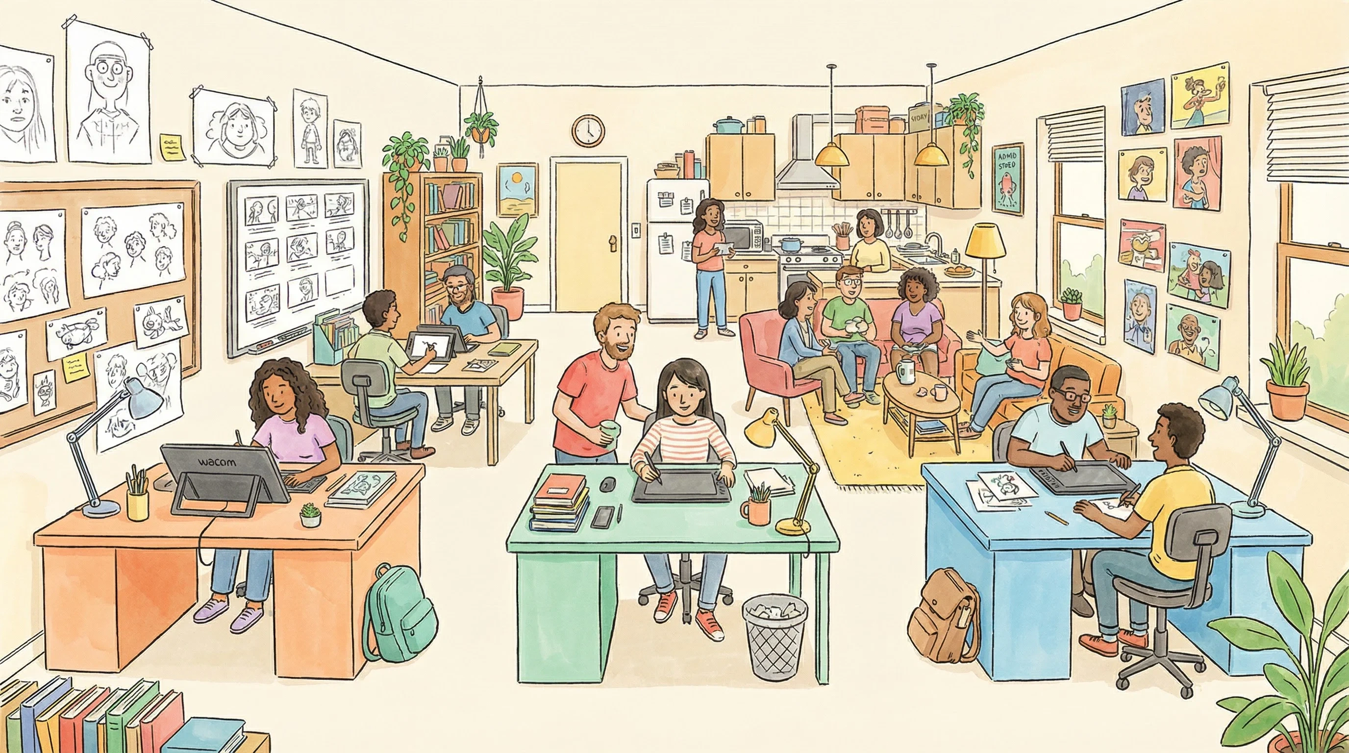 九一视频动画师社区工作空间 - 创作者协作交流场景